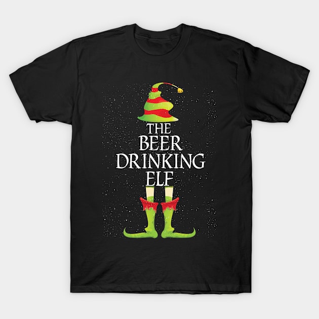 Beer Drinking Elf Family Matching Christmas Group Funny Gift T-Shirt by Davishasari